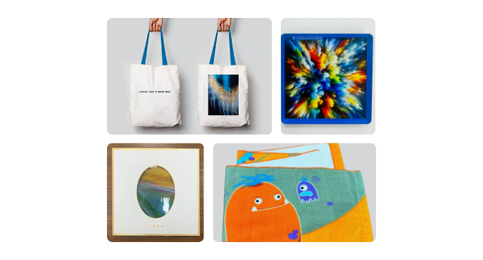 流光藝境官方授權週邊商品全系列：藝術筆記本、磁鐵、帆布袋、抱枕、雪紡圍巾、羊絨圍巾，喜仕達Sisters客製化禮品承製